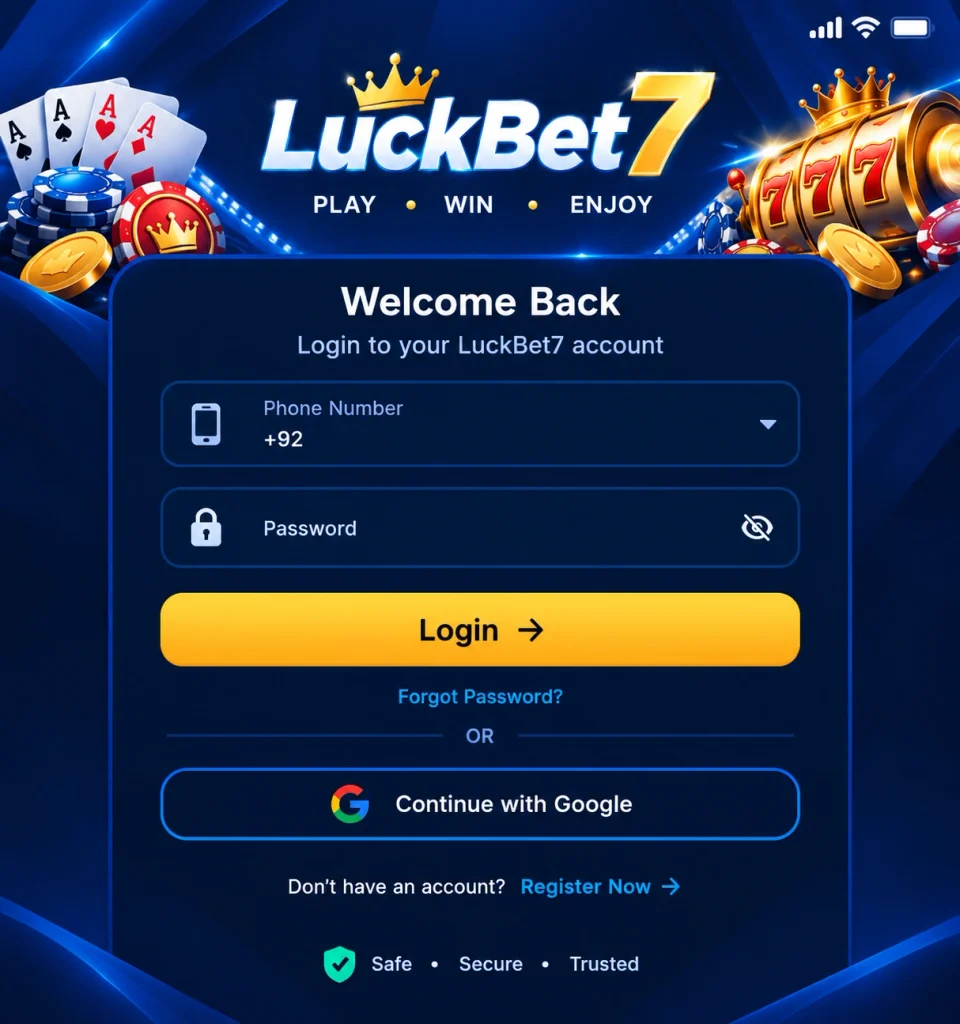 LuckBET7 Game Login Page